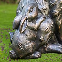 Glitzhome 21.25" Bronze Mom and Baby Rabbit Statue