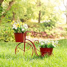 Glitzhome 21.5" Metal Red Bicycle Planter Stand