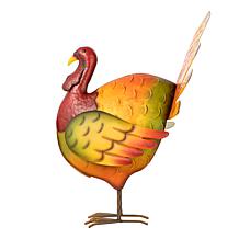 Glitzhome 21.5in. H Thanksgiving Metal Turkey Porch Decor