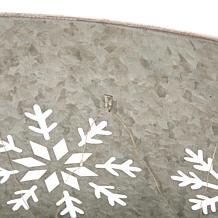 Glitzhome 21.65" Snowflake Die Cut Metal Tree Collar with Light String