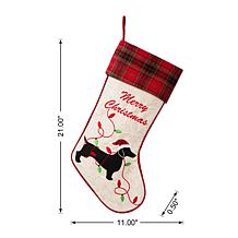 Glitzhome 21in. H Fabric Christmas Dachshund Stocking