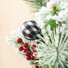 Glitzhome 21in. H Flocked Pine and Berries Table Tree