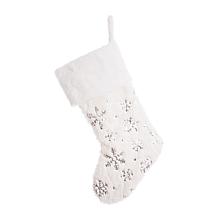 Glitzhome 21in. H White Plush with Snowflake Christmas Stocking
