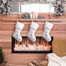 Glitzhome 21in. H White Plush with Snowflake Christmas Stocking