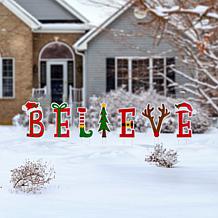 Glitzhome 22.5" H Set of 7 BELIEVE Yard Stake or Wall Decor