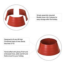 Glitzhome 22in. D Christmas Painted Metal Tree Collar