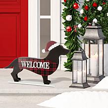 Glitzhome 22"L Holiday Dachshund Porch Décor 