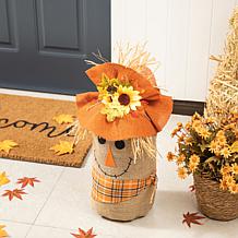 Glitzhome 23.25in. H Fall Linen Scarecrow Doorstop Porch Decor