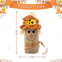 Glitzhome 23.25in. H Fall Linen Scarecrow Doorstop Porch Decor