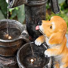 Glitzhome 23.75"H Outdoor Dog Fountain with LED Light