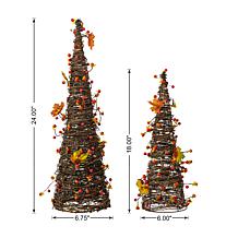 Glitzhome 24" 2-pc. Fall Rattan Berries and Maple Leaves Table Tree