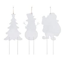 Glitzhome 24" 3-pc Metal Santa, Snowman, Tree Yard Stake or Wall Decor