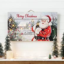Glitzhome 24" Lighted Wooden Santa Wall Decor