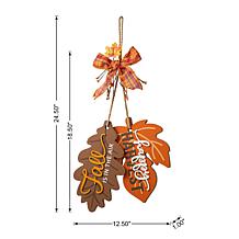 Glitzhome 24.5" Wooden Maple Leaves with Bowknot Door Hanger