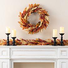 Glitzhome 24"D Fall Multi-Colored Sorghum Wreath with Hanger