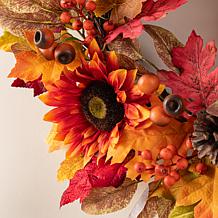 Glitzhome 24"D Fall Sunflower, Pinecone and Berry Wreath