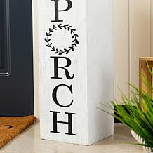 Glitzhome 24"H Double Sided Solid Wood White Boxed Porch Sign