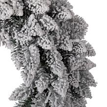Glitzhome 24in D Pre-Lit Snow Flocked Christmas Wreath LED Lights