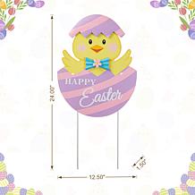 Glitzhome 24in H Easter Metal Chick Egg Yard Stake