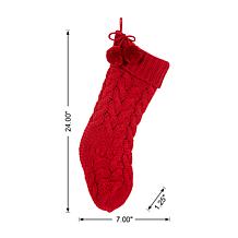 Glitzhome 24in. H Knitted Polyester Christmas Stocking w/ Pom Pom Ball