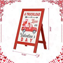 Glitzhome 24in H Valentine's Wooden Truck Porch Sign or Standing Decor