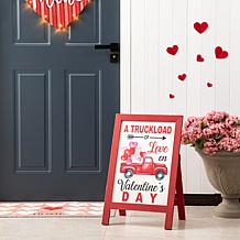 Glitzhome 24in H Valentine's Wooden Truck Porch Sign or Standing Decor