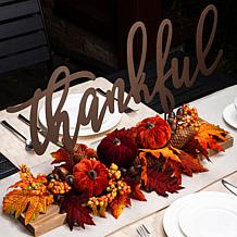 Glitzhome 24in. L Harvest Metal Sign Floral and Center Piece