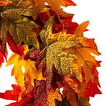 Glitzhome 24in.D Fall Lighted Maple Leaves Wreath