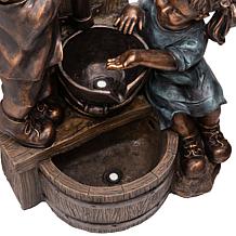 Glitzhome 25.5" Boy and Girl Outdoor Fountain With Pump and LED Lights
