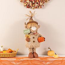Glitzhome 25"H-35"H Fall Fabric Highland Cow Porch Decor With Teles...