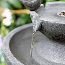 Glitzhome 26"H Two-Tier Birdbath Outdoor Fountain with LED Light