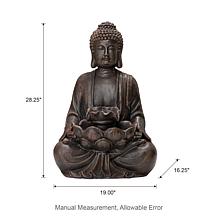 Glitzhome 28.25" Polyresin Buddha Outdoor Fountain w/ Pump and LED