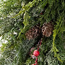 Glitzhome 28"D Christmas Greenery Frosted PE Dripping Wreath with P...