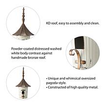 Glitzhome 29.75" Distressed Metal Pagoda Birdhouse with Bronze Roof