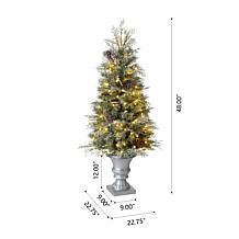 Glitzhome 2pk 4 Ft. Pre-Lit Artificial Pine Christmas Porch Tree