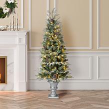 Glitzhome 2pk 5 Ft. Pre-Lit Artificial Pine Christmas Porch Tree