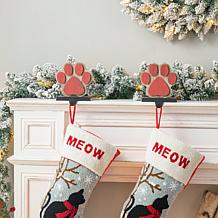 Glitzhome 2PK 6.25in. H Wooden and Metal Paw Stocking Holder