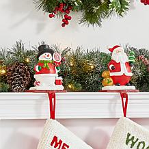Glitzhome 2PK 6.5in. H Resin Santa, Snowman, Penguin Stocking Holder