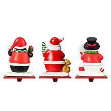 Glitzhome 2PK 6.5in. H Resin Santa, Snowman, Penguin Stocking Holder