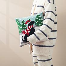 Glitzhome 2pk Hooked Christmas Dog and Cat Pillow