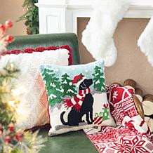 Glitzhome 2pk Hooked Christmas Dog and Cat Pillow