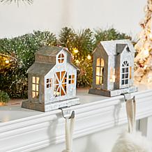 Glitzhome 3-pc 7" Galvanized House Stocking Holders