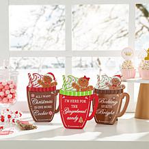 Glitzhome 3-pc. 8" Christmas Wooden Gingerbread Man Mug