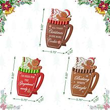 Glitzhome 3-pc. 8" Christmas Wooden Gingerbread Man Mug