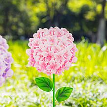 Glitzhome 3-Piece Hydrangea Garden Stakes with Wall Decor Option