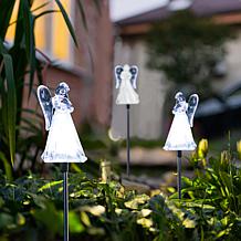Glitzhome 3-pk 36" Solar Angel Stake Light w/ Stainless Steel Pole