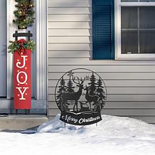 Glitzhome 30" Christmas Metal Waterglobe Yard Stake or Wall Decor
