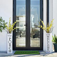 Glitzhome 30" Double Sided Solid Wood Box Porch "Welcome" Sign