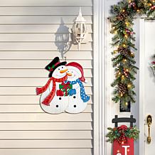 Glitzhome 30" Metal Snowman Yard Stake, Standing Decor or Wall Decor
