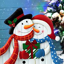 Glitzhome 30" Metal Snowman Yard Stake, Standing Decor or Wall Decor